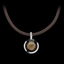 A beautiful smokey quarts pendant from Bastian Inverun. The pendant is in a sterling silver bezel setting. The quartz has a total carat weight of 11tcw. This necklace features a brown cord chain that has an adjustable clasp that changes the length of the necklace from 18 inches to 24 inches.