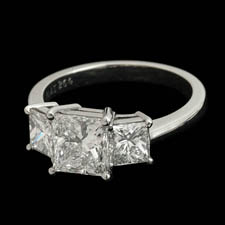 Pearlman's Bridal Platinum three stone princess cut diamond ring