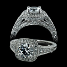 Beverley K 18kt white gold halo engagement ring