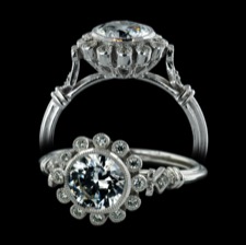 Beverley K 18kt white gold antique style engagement ring Beverly K